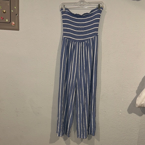 Hem & Thread Pants - Hem & Thread Navy and White Striped Jumpsuit